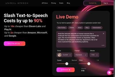 Unreal Speech: Text-to-Speech-API für Skalierung preview